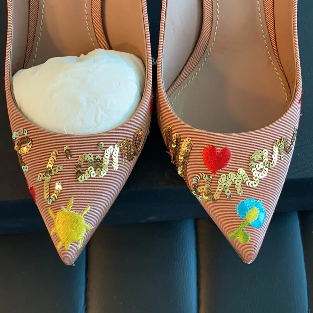 💢SOLD💢Dolce & Gabbana Embroidered Je T’aime Maman Pumps size 38.5 - Picture 8 of 11